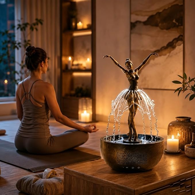 Fuente de interior con LED y figura de bailarina