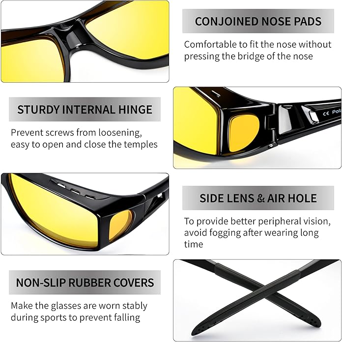 Lisslune | Gafas de Conducción Polarizadas de Visión Nocturna Jeremy – Gafas Antirreflejo para una Conducción Nocturna más Segura