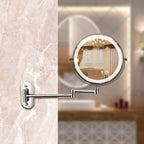 Espejo de Maquillaje LED con Aumento y Soporte de Pared – Recargable en Cromo Plata