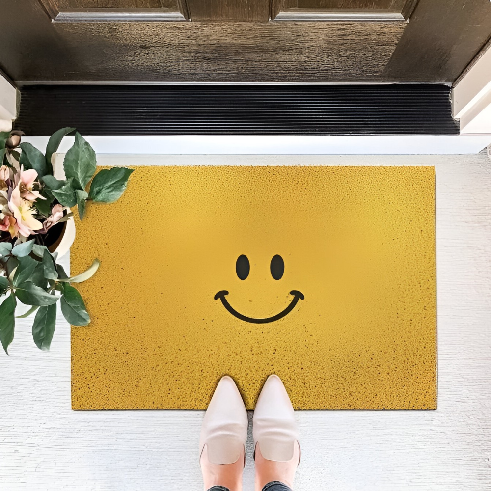 Alfombra de Entrada de PVC Antideslizante con Cara de Smiley