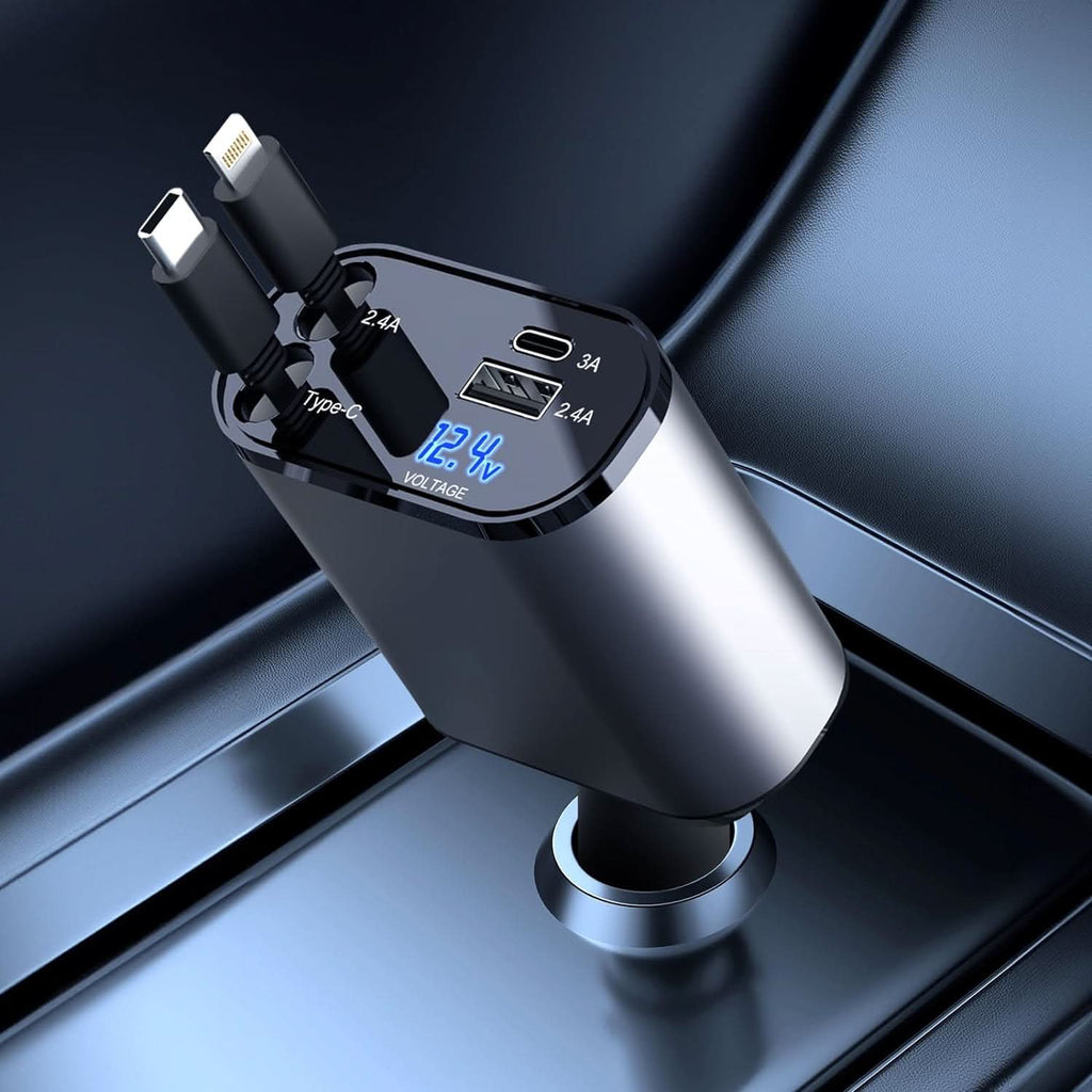Cargador rápido de coche con puerto USB dual 4 en 1