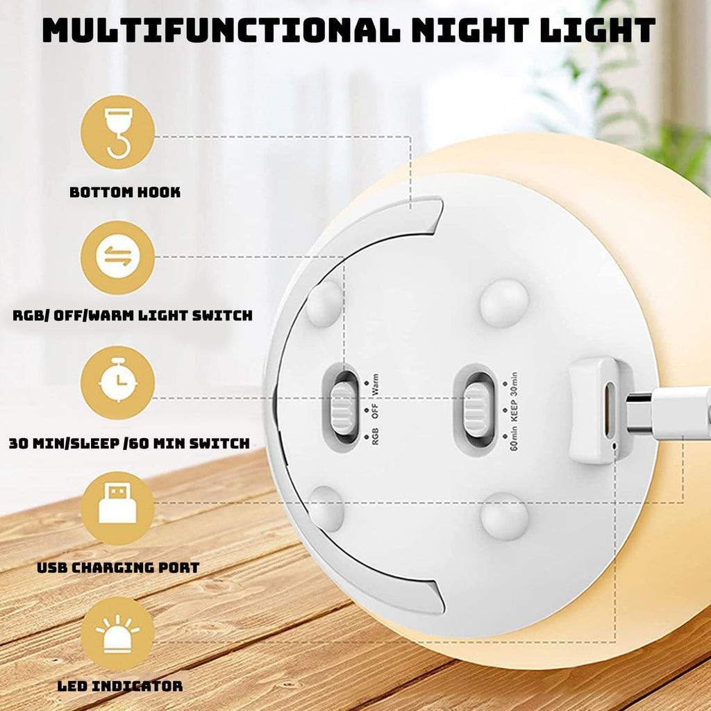 Luz Nocturna para Lactancia | Luz Táctil de Silicona Suave y Libre de BPA, Dimmer Sin Escalas Amigable con los Ojos