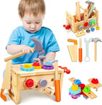Caja de herramientas de madera para niños – Caja de herramientas creativa para el desarrollo motor a partir de 6 meses