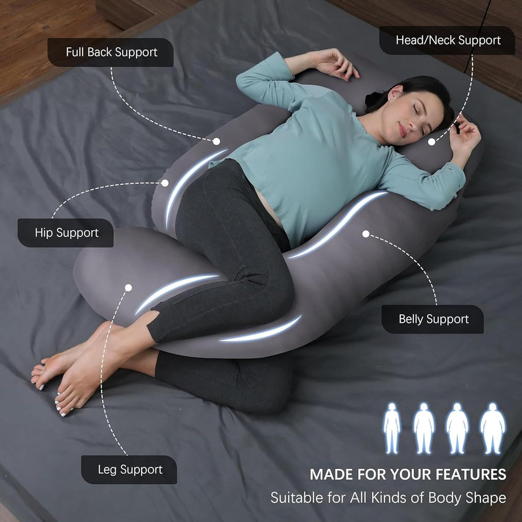 Almohada de Soporte para Embarazo en Forma de J para Dormir de Lado y Lactancia