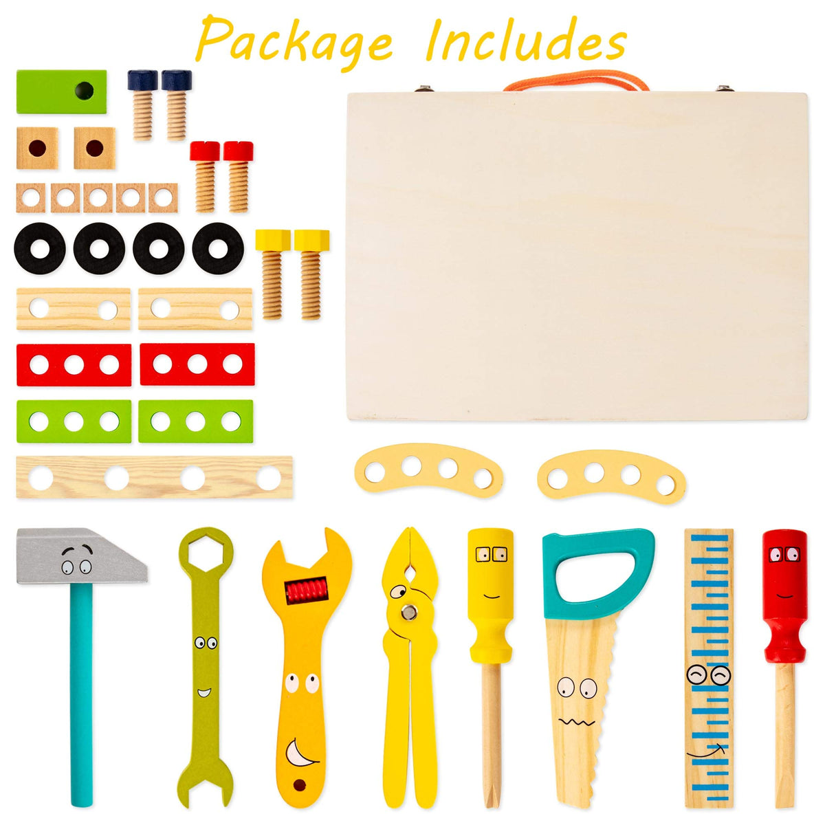 Caja de Herramientas de Madera para Niños - Creativa y Educativa