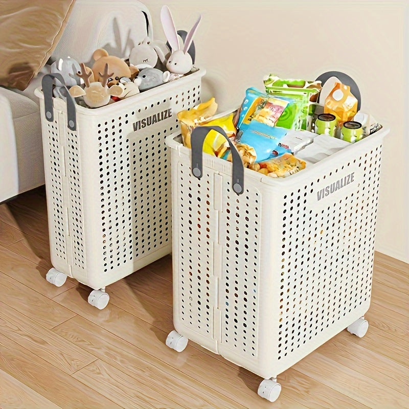 Caja de lavandería plegable con ruedas