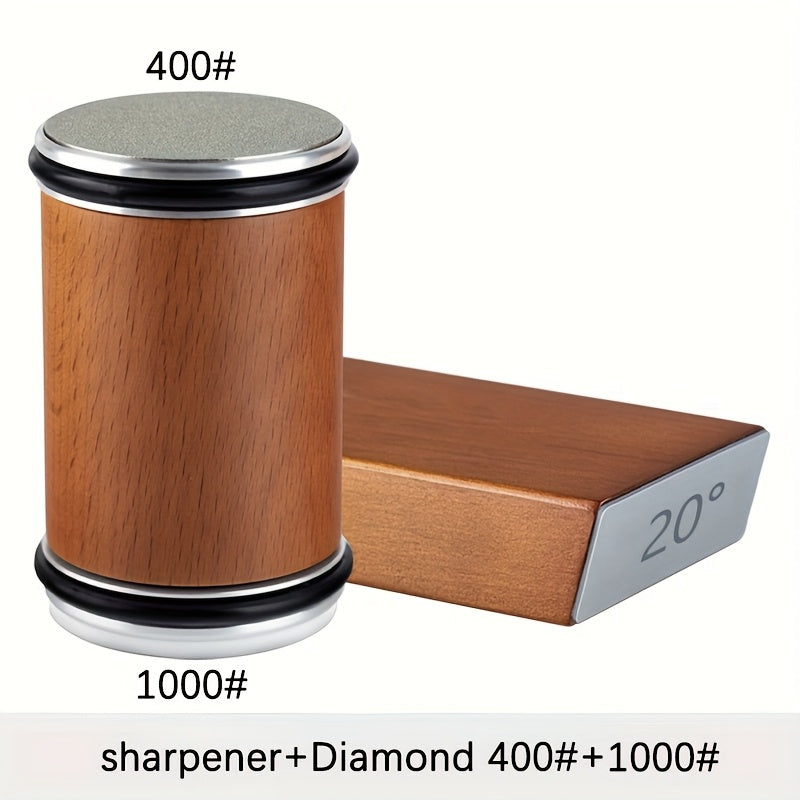 Set de piedra de afilar DuoCut | Piedra de diamante con soporte magnético | Ángulos de afilado de 15° y 20° | Madera y metal