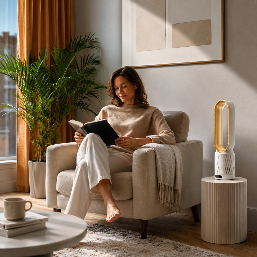 Airpure | Enfriador de aire 3-en-1 con purificador de aire | Oscilación y LED táctil