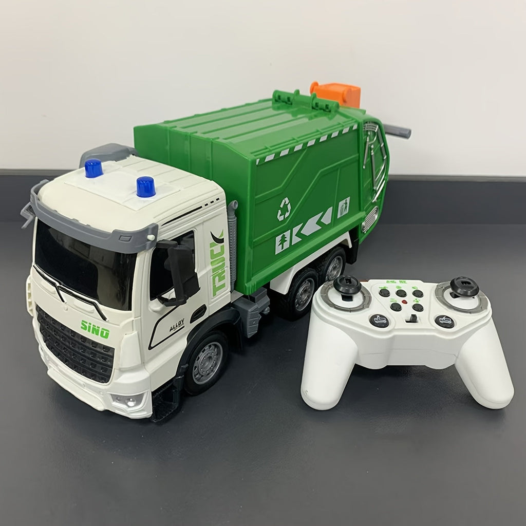 EcoTruck RC Camión de Basura - Camión de Juguete Realista con Luz y Sonido