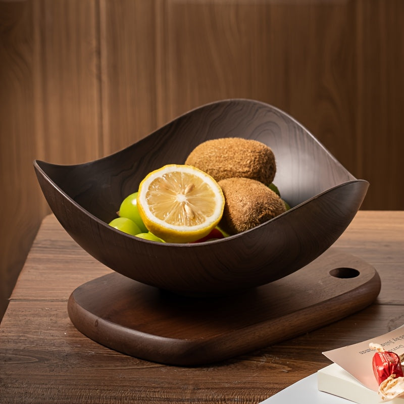 Gran Cuenco de Frutas con Aspecto de Madera – Decorativo y Práctico para Uso en Mesa