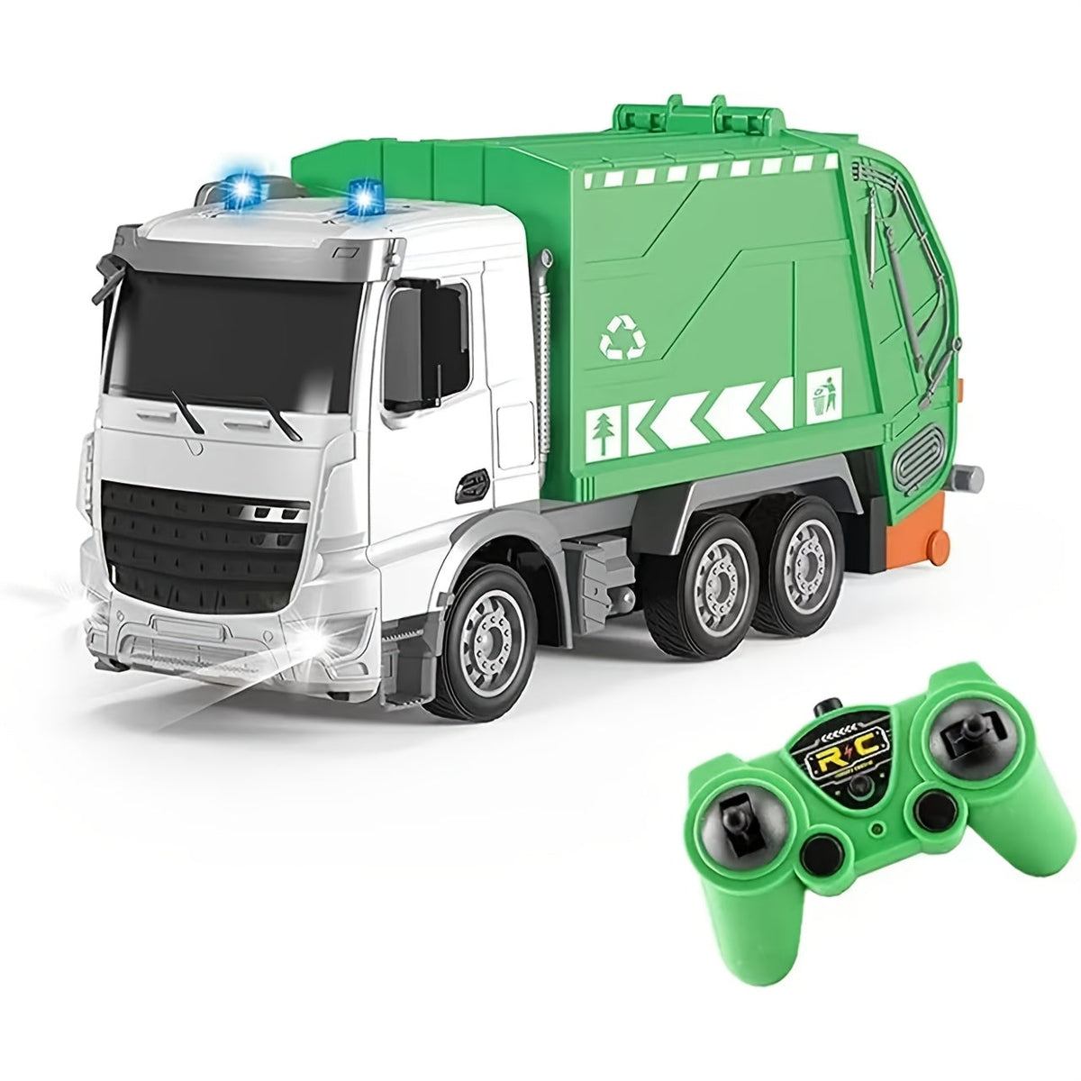 EcoTruck RC Camión de Basura - Camión de Juguete Realista con Luz y Sonido
