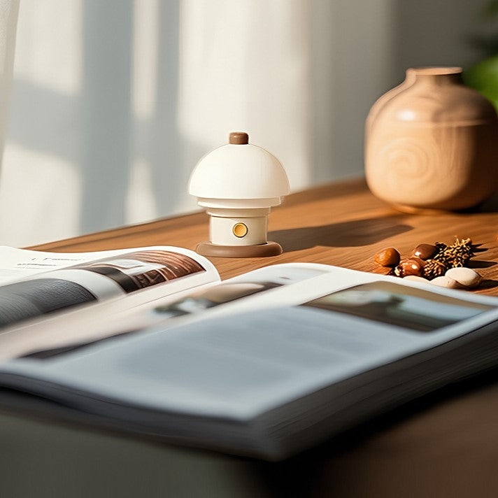 Lámpara de Mesa de Noche Crema Diseño Geométrico