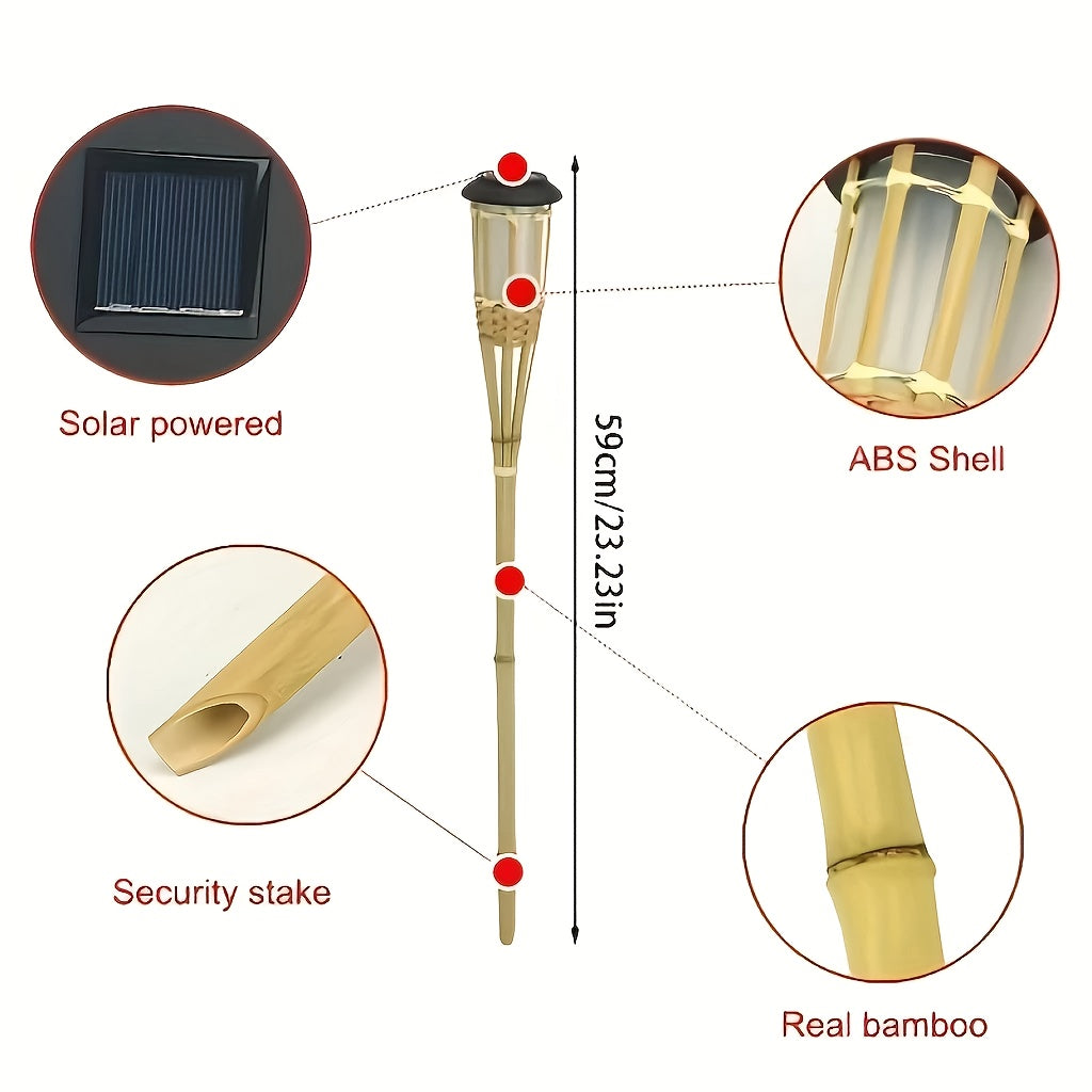 FLAMEGLOW – Luces LED de Bambú Solar para Ambientes Exteriores