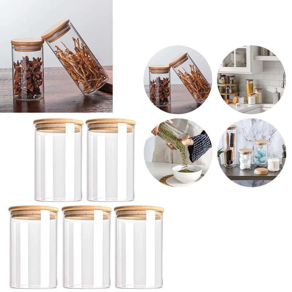 Conjunto de Tarros de Vidrio PureVorrat – Envases con Tapa de Madera | Hermético y Elegante | Almacenamiento Moderno de Cocina | Brehn