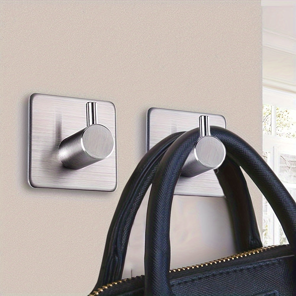 Set de Ganchos de Pared Autoadhesivos de Acero Inoxidable de 4 Piezas – Minimalista, Potente y Resistente al Agua