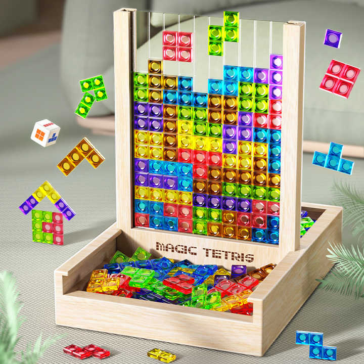 Tablero Ecoblock Tetris – Juego de Rompecabezas de Madera para Niños y Adultos – Diversión Sostenible para Entrenar el Cerebro
