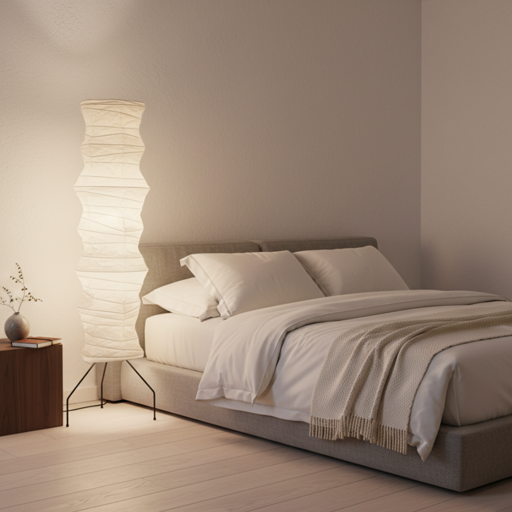 WabiSabi | Elegante Lámpara de Pie Orgánica Japonesa Moderna para la Sala de Estar