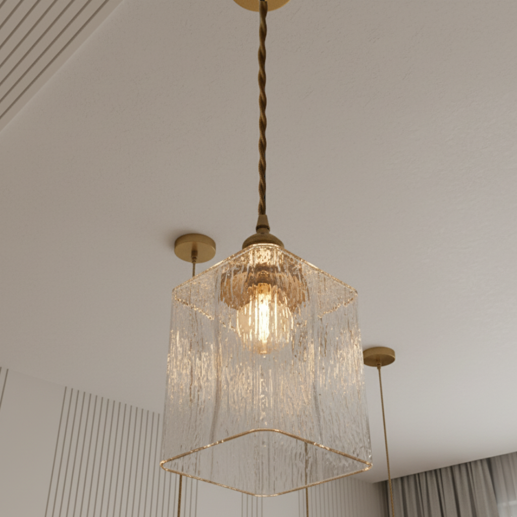 Colección Savoy | Lámpara Colgante de Vidrio con Acabado Texturizado, Estilo Vintage para Iluminación de Cocina
