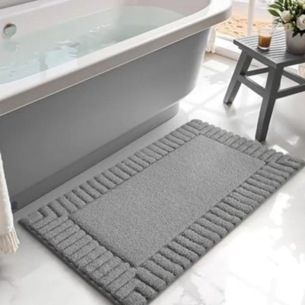 SereneMat - Alfombrilla de Baño Premium de Secado Rápido y Antideslizante con Raya Minimalista