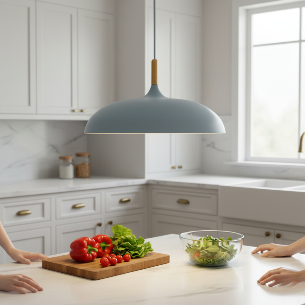 Lámpara Colgante Haft - Iluminación de Cocina Escandinava con Madera y Hierro