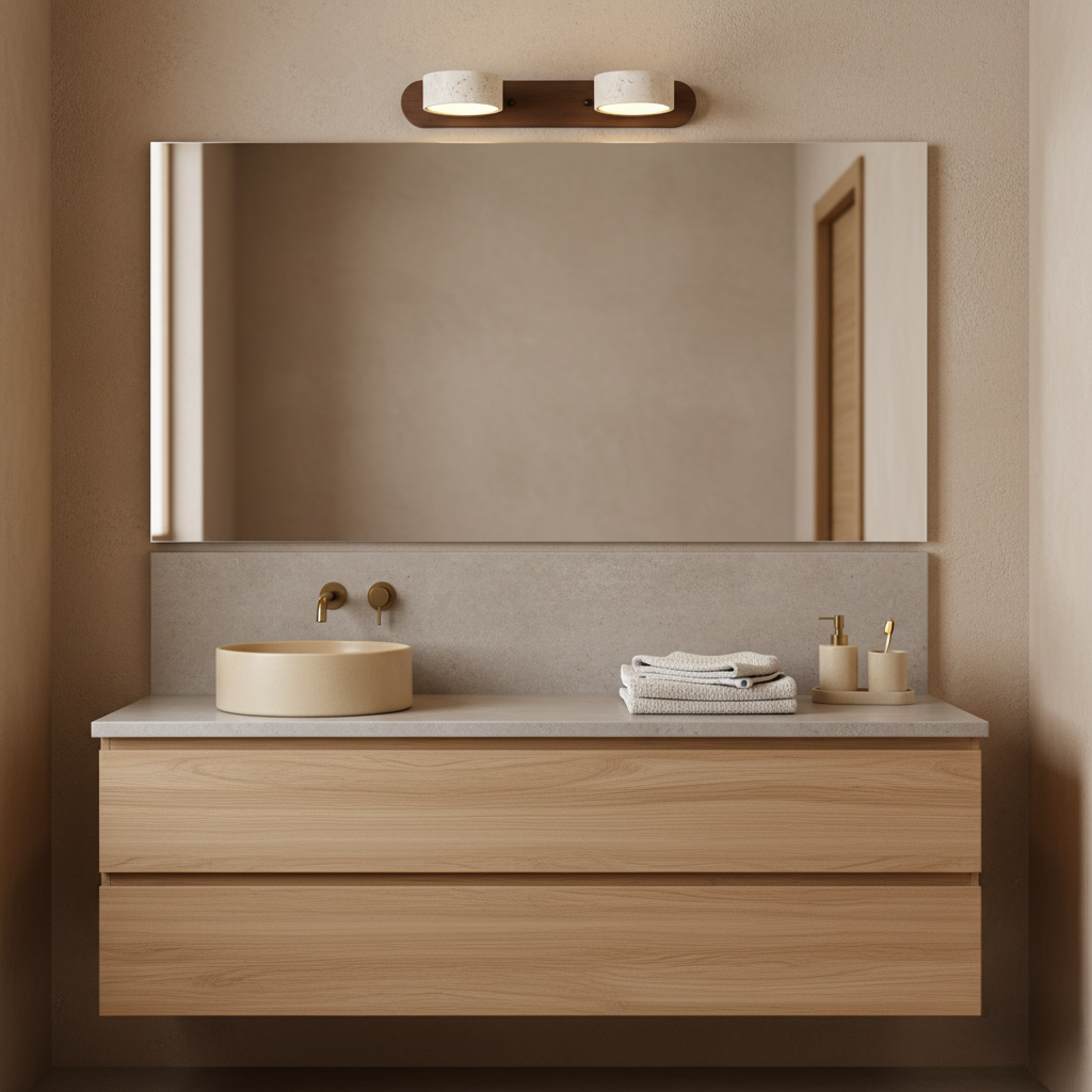 Aplique de Pared de Travertino Elegante con Focos Ajustables