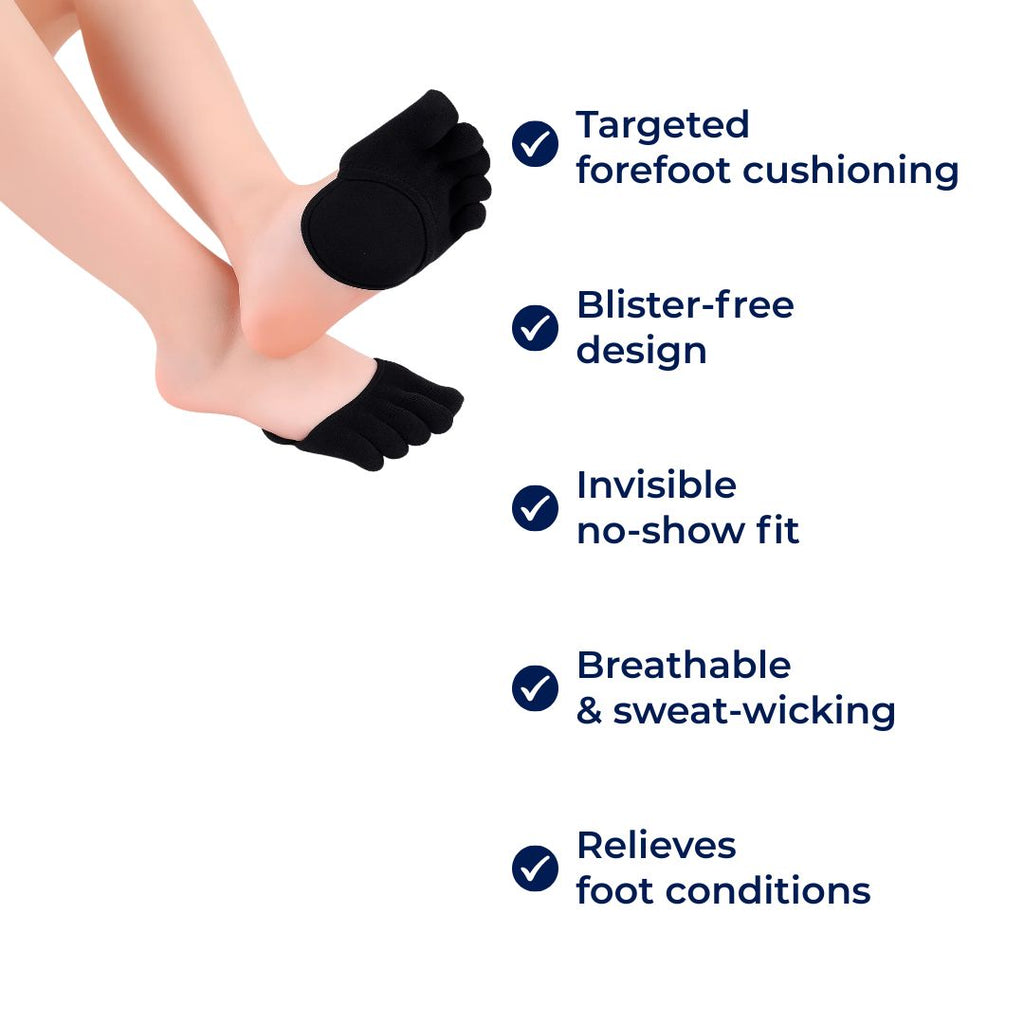 Calcetines de Dedo – Con Almohadilla en la Parte Delantera – Estilo Discreto y Transpirable Sin Mostrar – Prevención de Ampollas – Confort para el Trabajo y el Ocio Kalsten