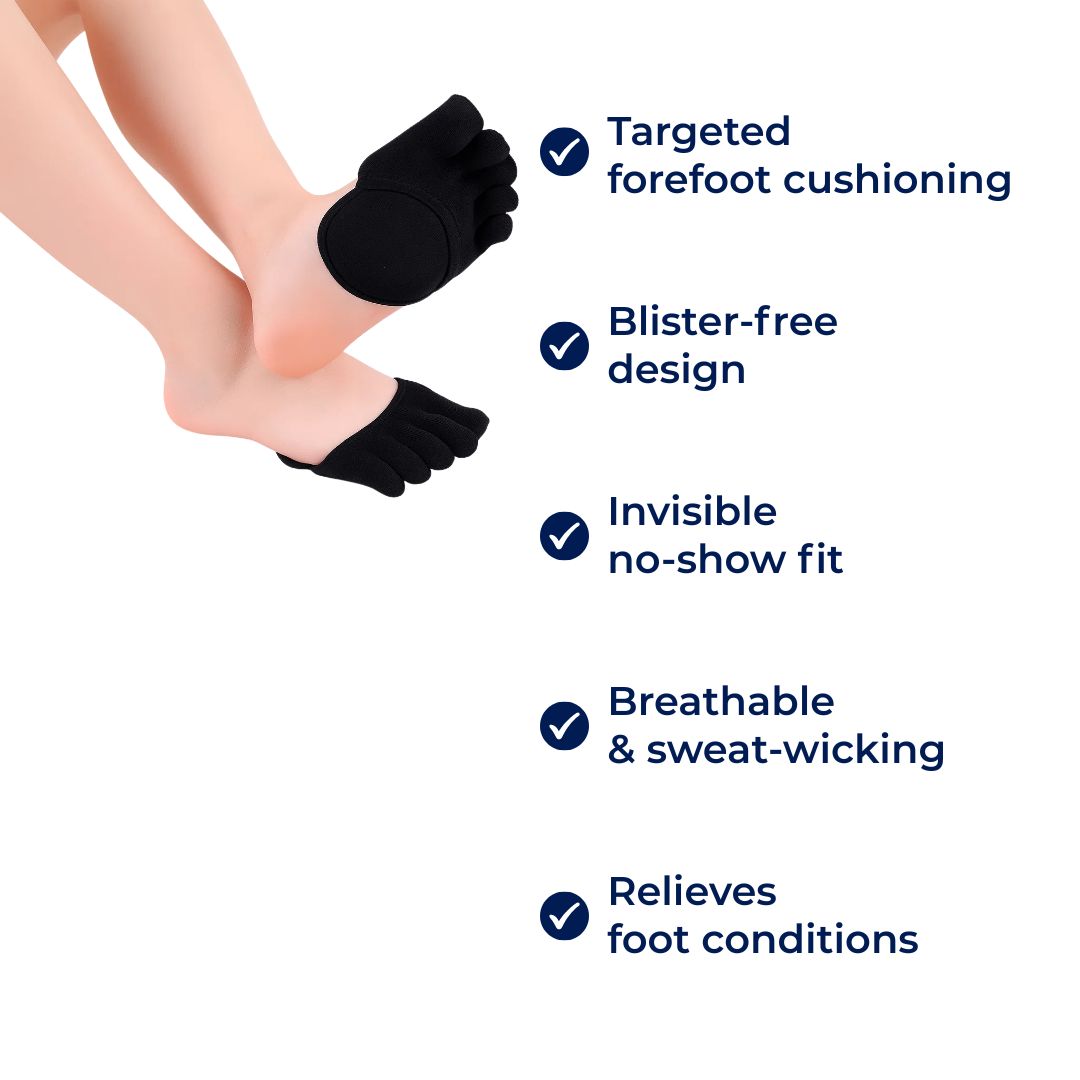 Calcetines de Dedo – Con Almohadilla en la Parte Delantera – Estilo Discreto y Transpirable Sin Mostrar – Prevención de Ampollas – Confort para el Trabajo y el Ocio Kalsten