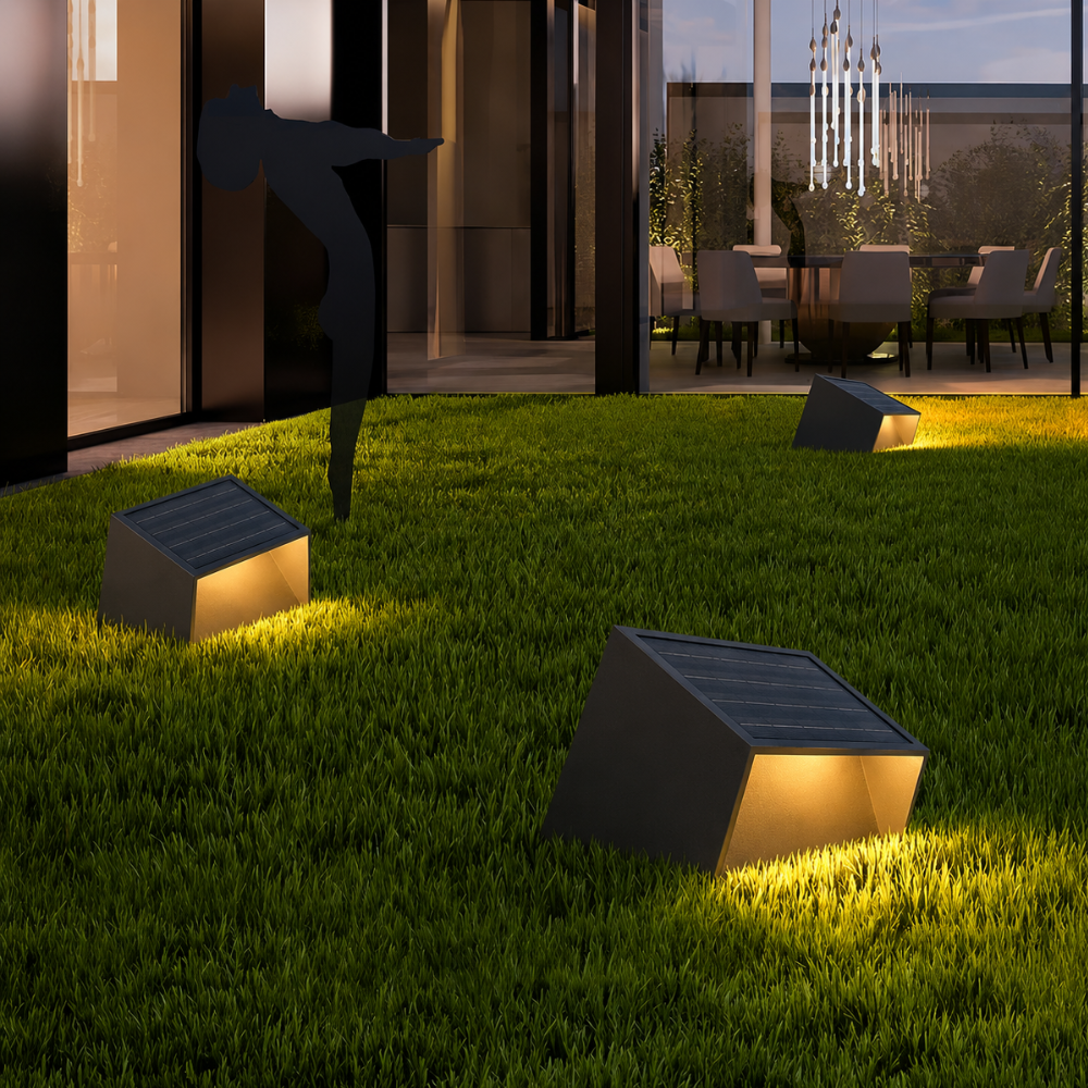 Lámparas de Camino Solar Modernas para Exteriores - Iluminación de Jardín de Acero Inoxidable con Control Remoto