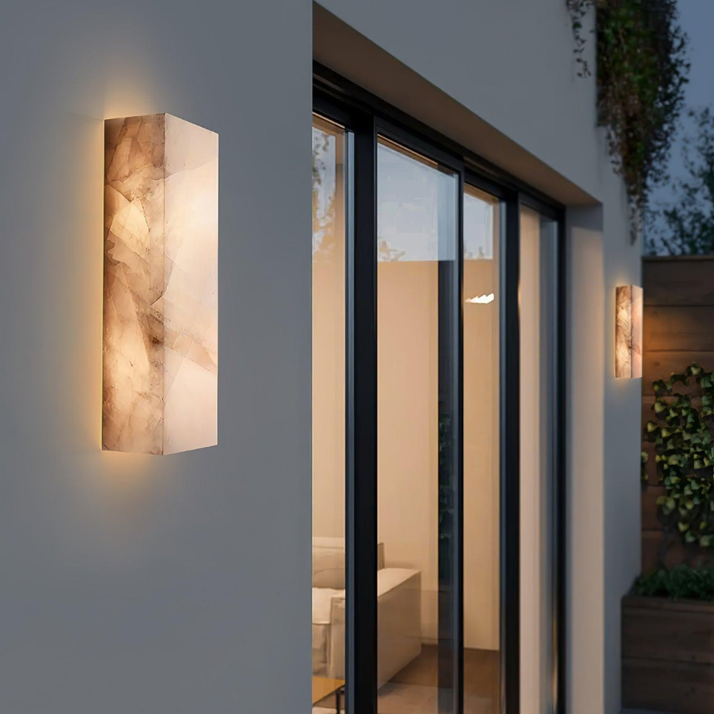 Marbelle - Lámpara de Pared LED de Piedra Natural Moderna para Exterior con Diseño Impermeable