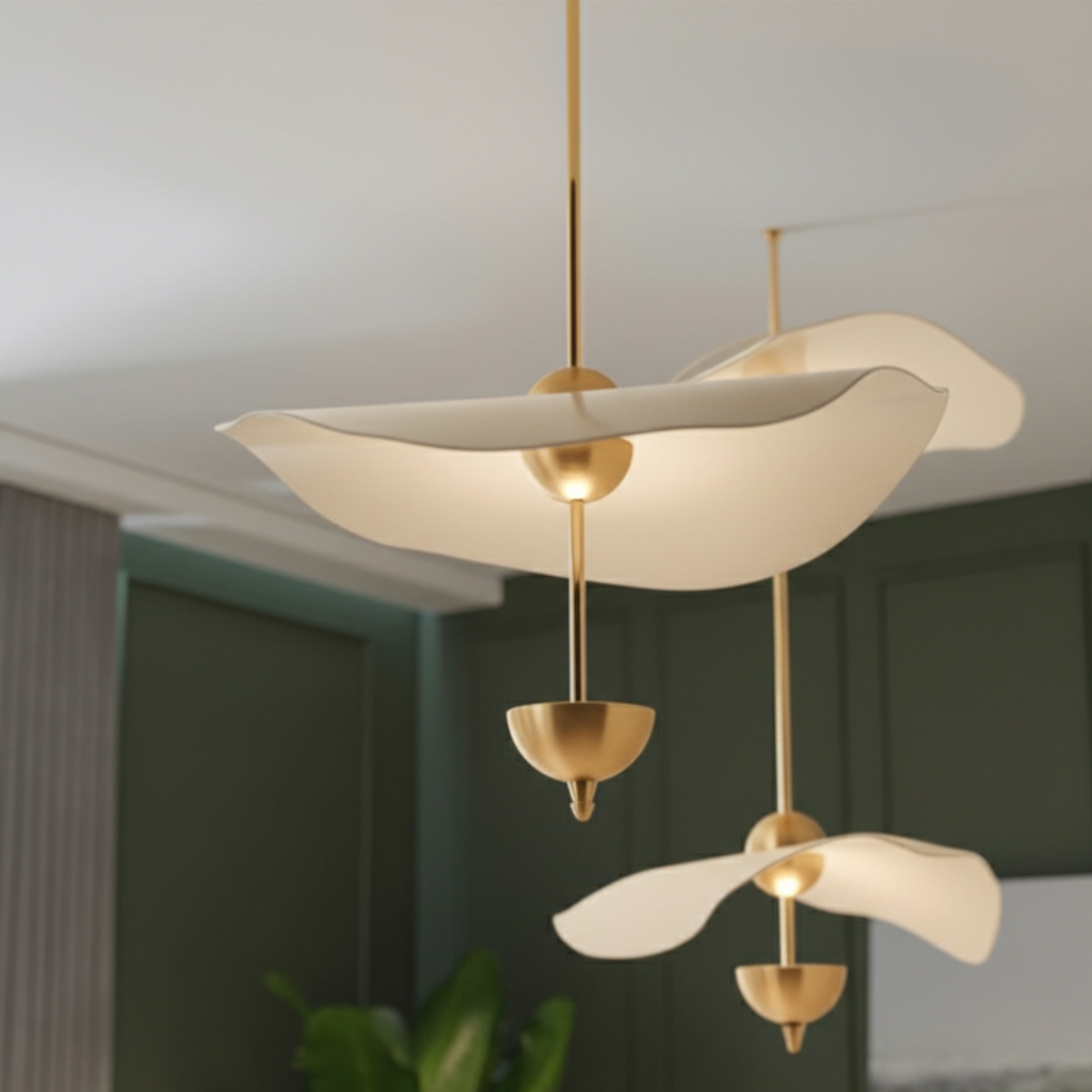 Lámpara Colgante Lotus - Iluminación de Cocina de Altura Ajustable, Compatible con LED