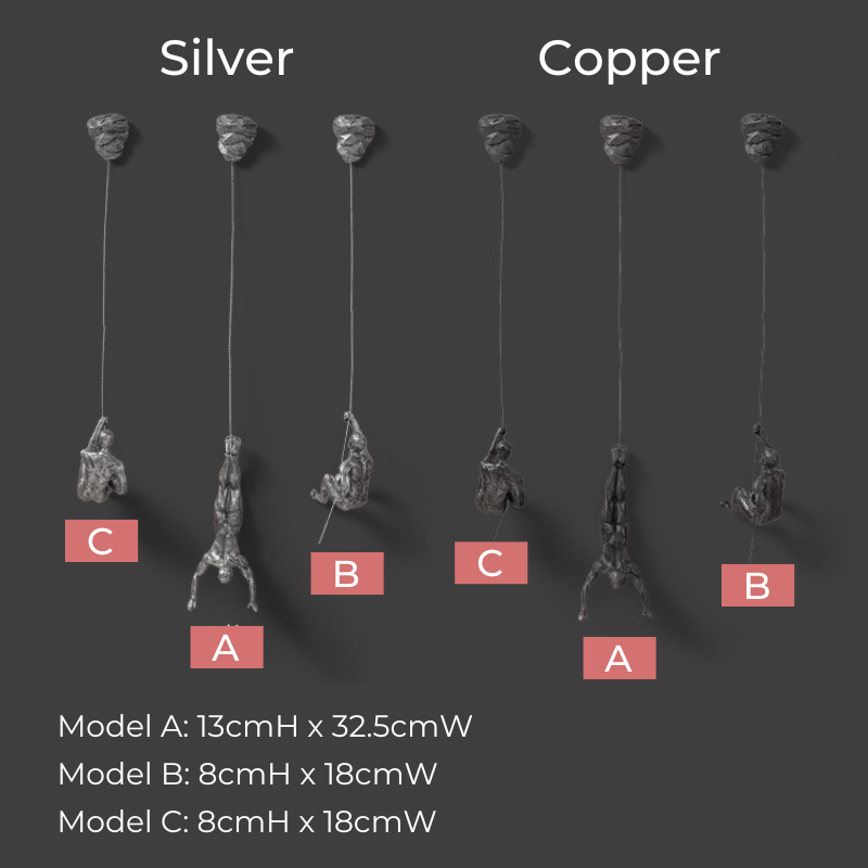 Conjunto de Esculturas de Pared Decorativas en Forma de Figuras Trepadoras para Decoración Moderna de Pared