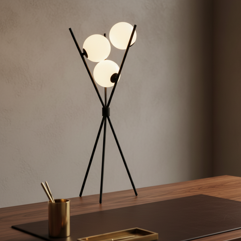 Linea Orbital | Lámpara de Mesa y Suelo LED Regulable con Diseño de Luna