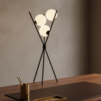 Linea Orbital | Lámpara de Mesa y Suelo LED Regulable con Diseño de Luna