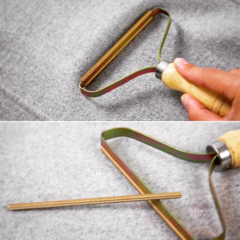 Removedor de Pelusas Manual | Cabezal de Precisión de Cobre | Mango de Madera Natural | Afeitadora Textil Sin Batería para Cachemira, Lana y Muebles Tapizados | Extractor de Pilling