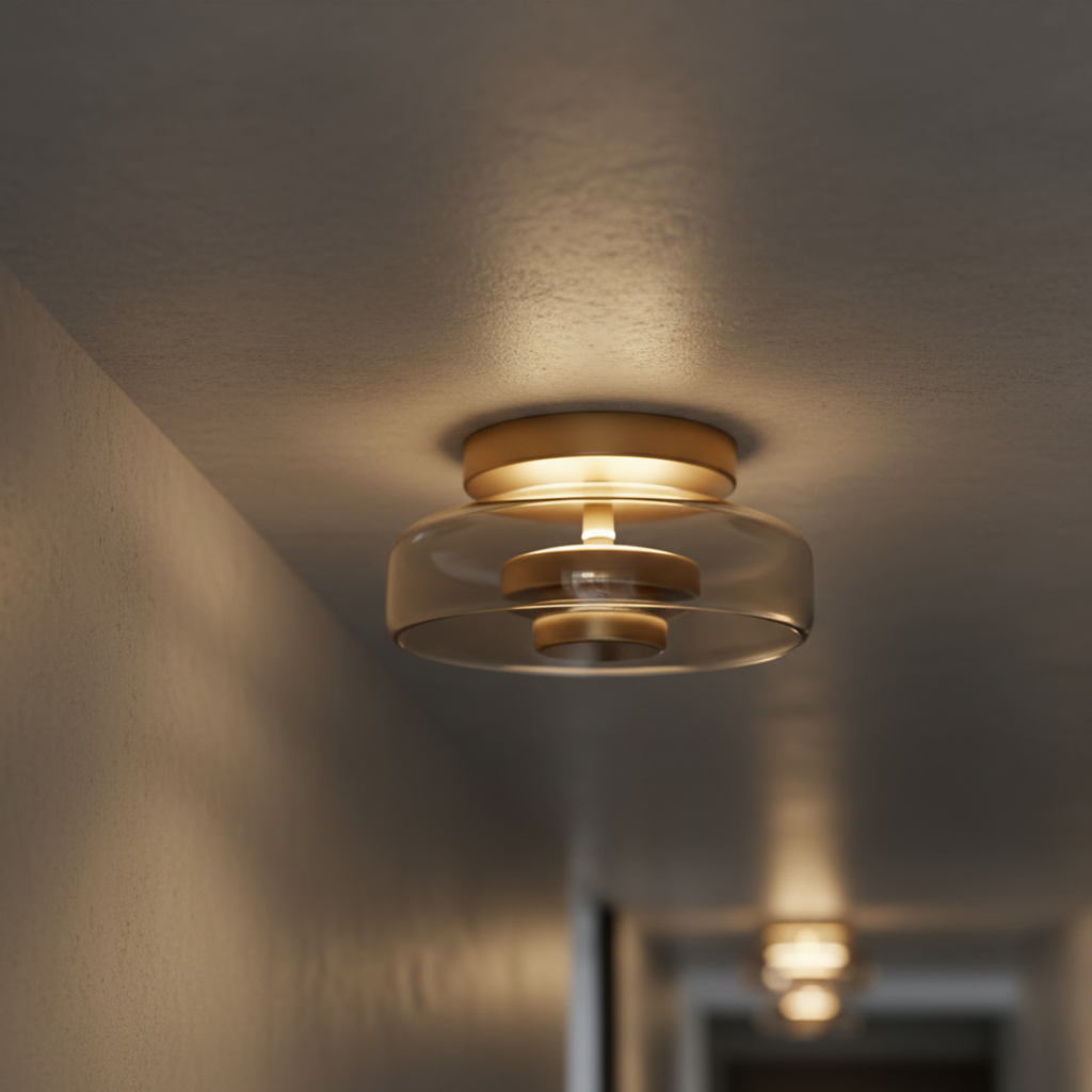 Luz de Pared Halo - Aplique Escultórico Moderno con Brillo en Capas y Plato de Vidrio