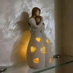 Regalo del Día de la Madre | Estatua de portavelas que abraza a madre e hija