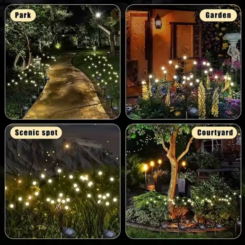 Luces de Jardín Solar Elegantes Firefly | Iluminación Exterior Impermeable con 120 Lúmenes para Jardines o Patios Impresionantes