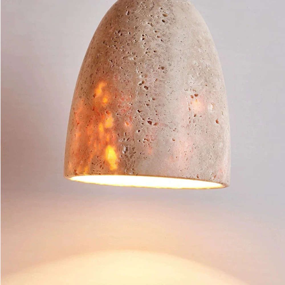 StoneGlow - Lámpara colgante con estructura de piedra natural y suave brillo cálido