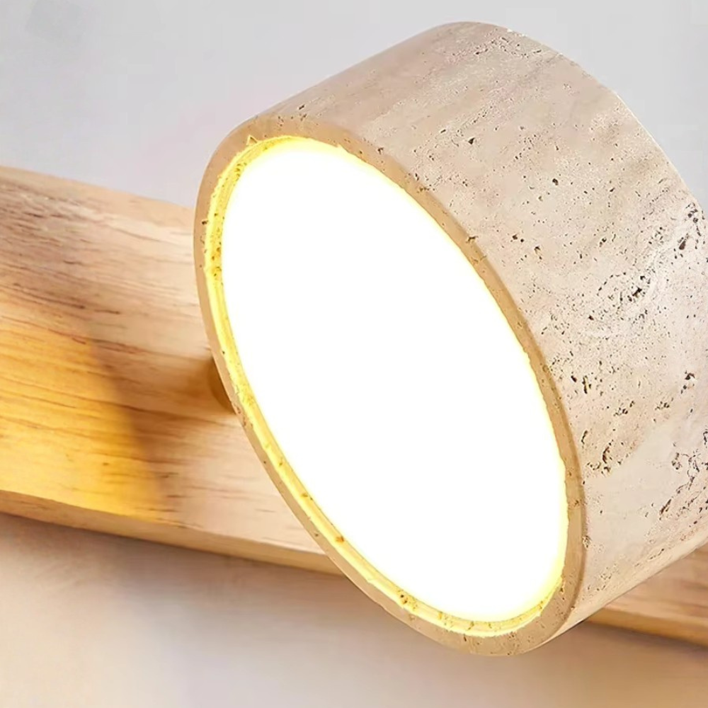 Aplique de Pared de Travertino Elegante con Focos Ajustables