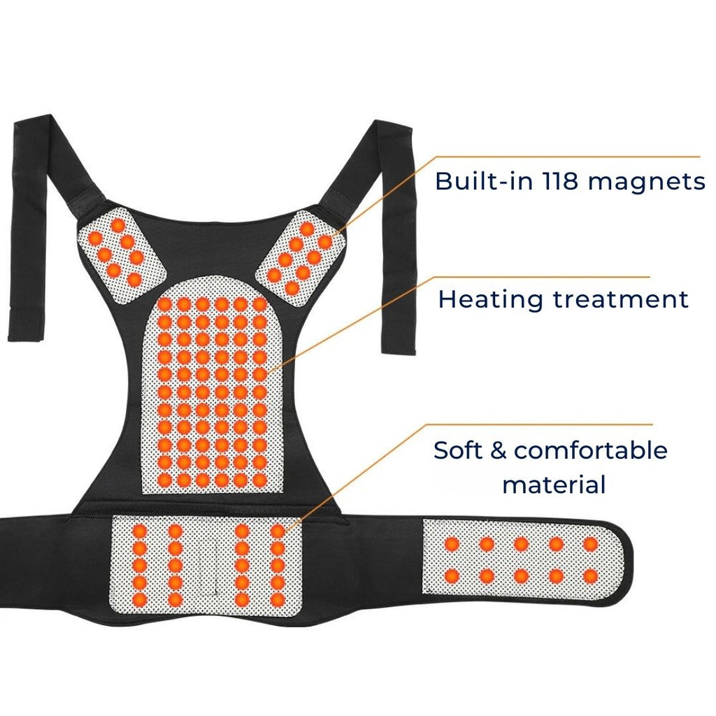BowLift | Faja de Soporte para Espalda Autocalentable | Corrector de Postura Calentado Ajustable para Alivio del Dolor de Espalda y Mejora de la Postura