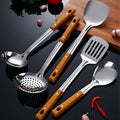 Lisslune | PRESTICOOK – Set de Ayuda en la Cocina hecho de acero inoxidable con mangos de madera, duradero y fácil de cuidar