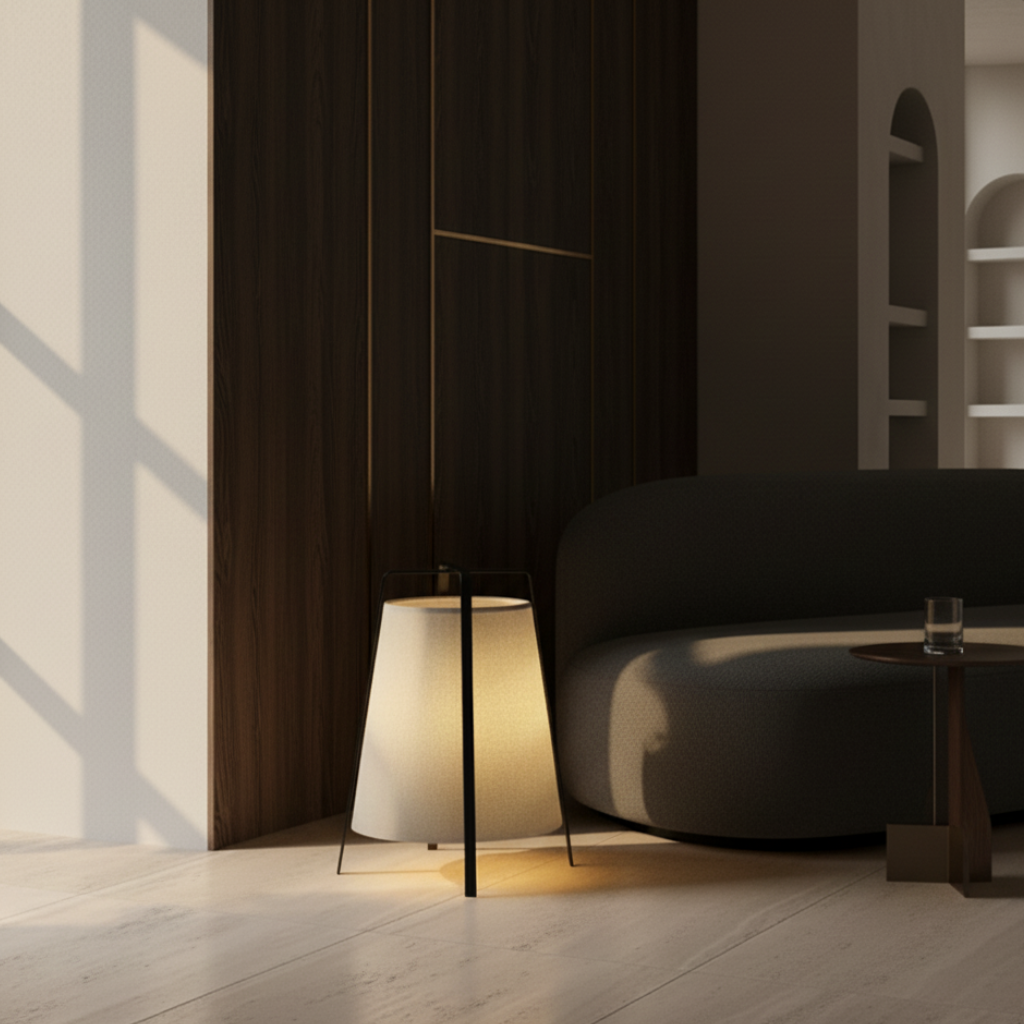 LumosShade | Lámpara de Pie y Mesa de Tela Moderna para una Ambiencia Elegante