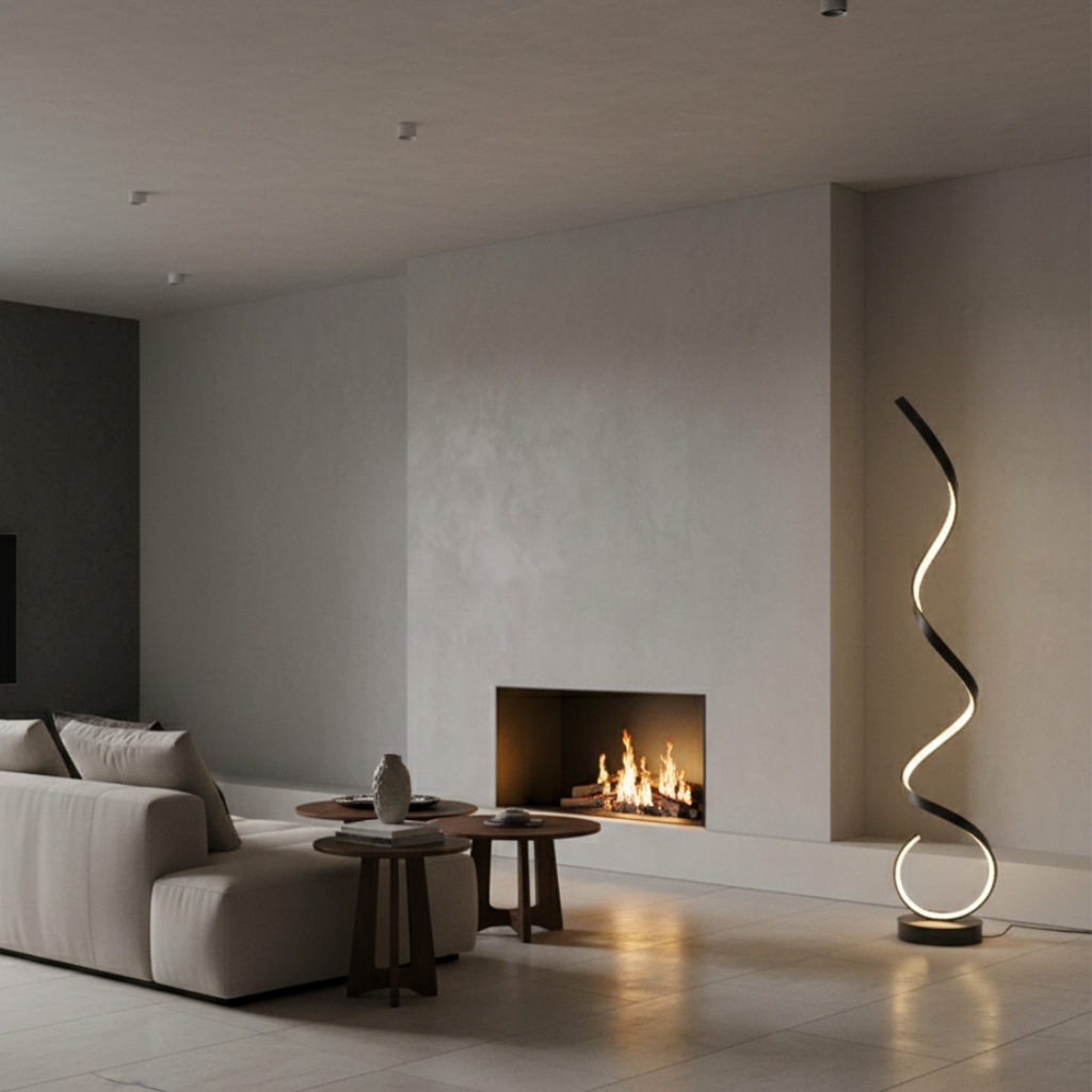 Spira | Lámpara de Pie LED Espiral Regulable Moderna para Sala de Estar