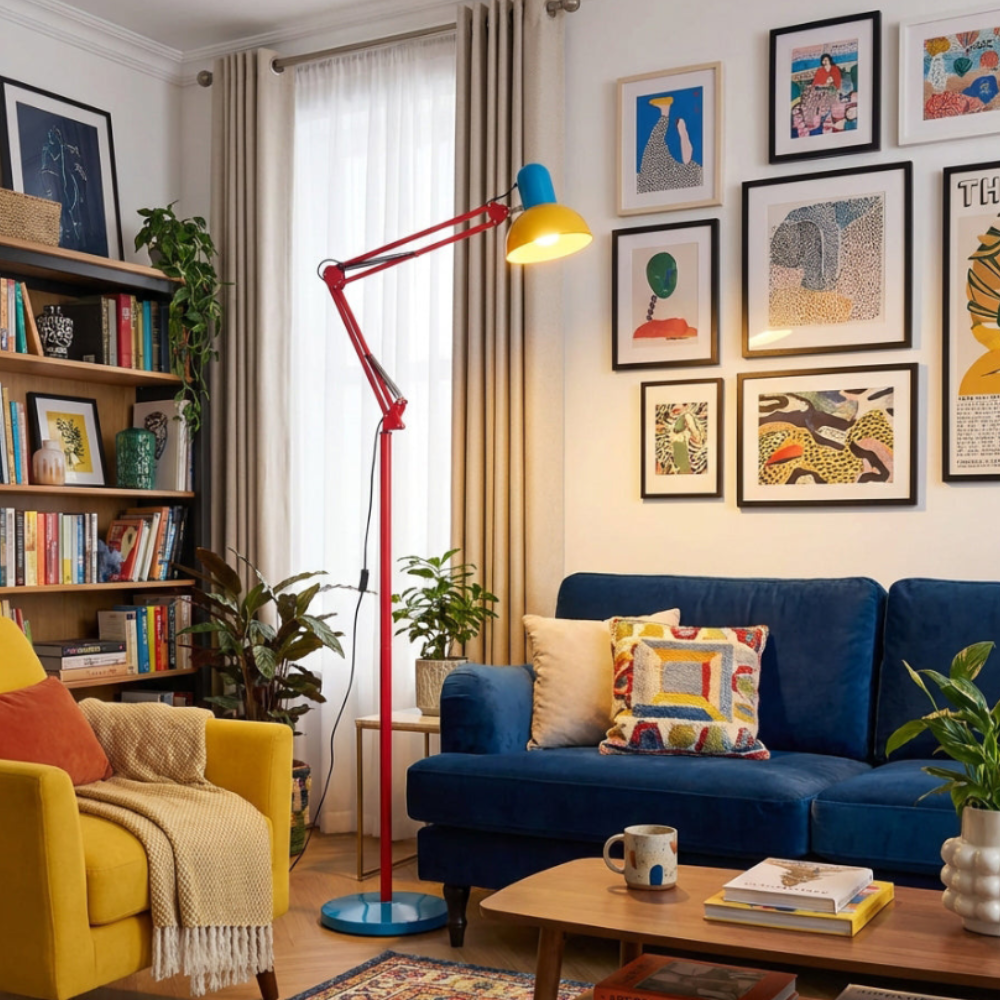 Lámpara de Pie Flexo Memphis | Lámpara de Metal Ajustable Moderna para Sala de Estar
