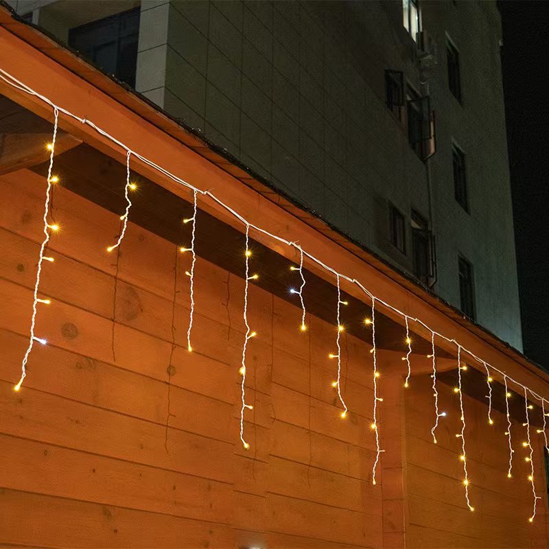 Quntis 50m Cadena de Luces LED en Forma de Carámbano | IP44 Resistente a la Intemperie | 36V Baja Tensión | 500+ LEDs | Efecto Cascada de Carámbano | Blanco Cálido