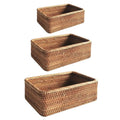Cesta de Almacenamiento Rectangular de Ratán Artesanal