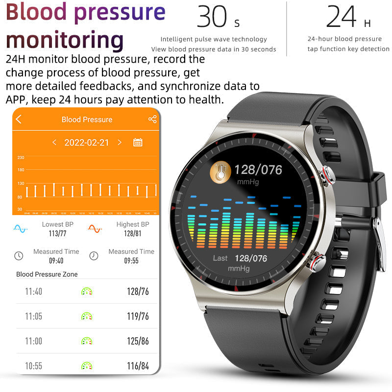 Reloj inteligente médico EKG | Certificado CFDA | Biosensor de alta precisión 512Hz | Monitoreo de SpO2 y frecuencia cardíaca | Análisis de respiración basado en IA | IP67 a prueba de agua