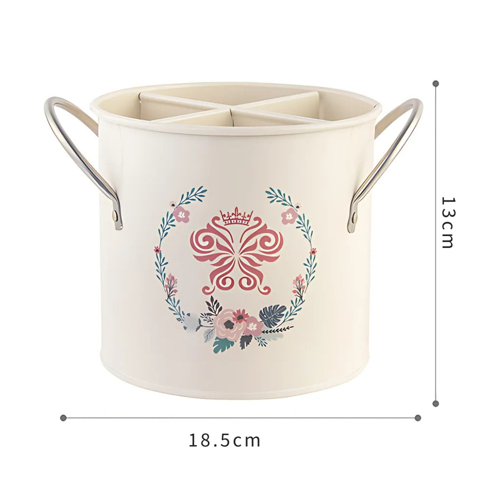 Cesta de Almacenamiento de Utensilios Florales con Tapa Divisoria