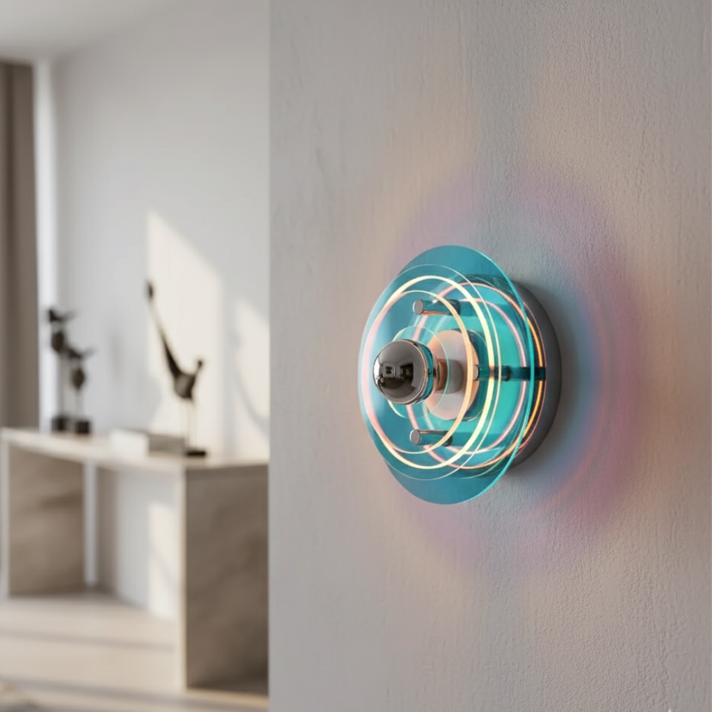 Vestalux - Aplique de Pared Bauhaus Antiguo con Acentos LED Coloridos para una Decoración Única