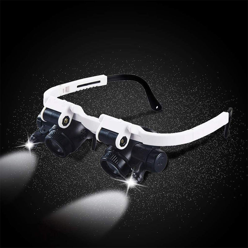 Lentes de aumento con lámparas LED para ojos dobles